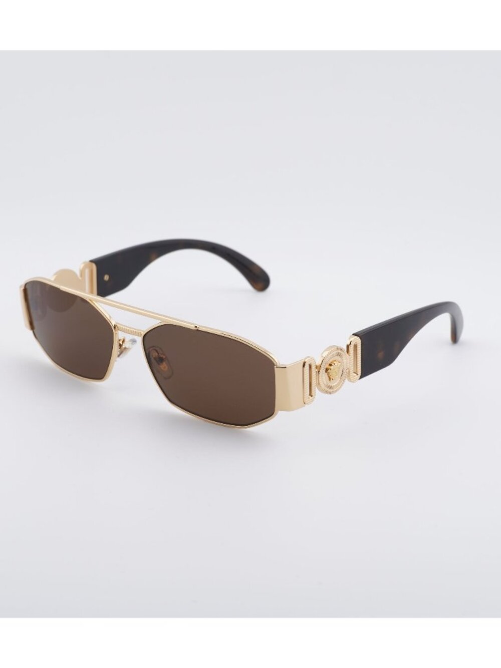 Versace VE2287 100273 Sunglasses Gold Rectangle Frame, Brown Lenses